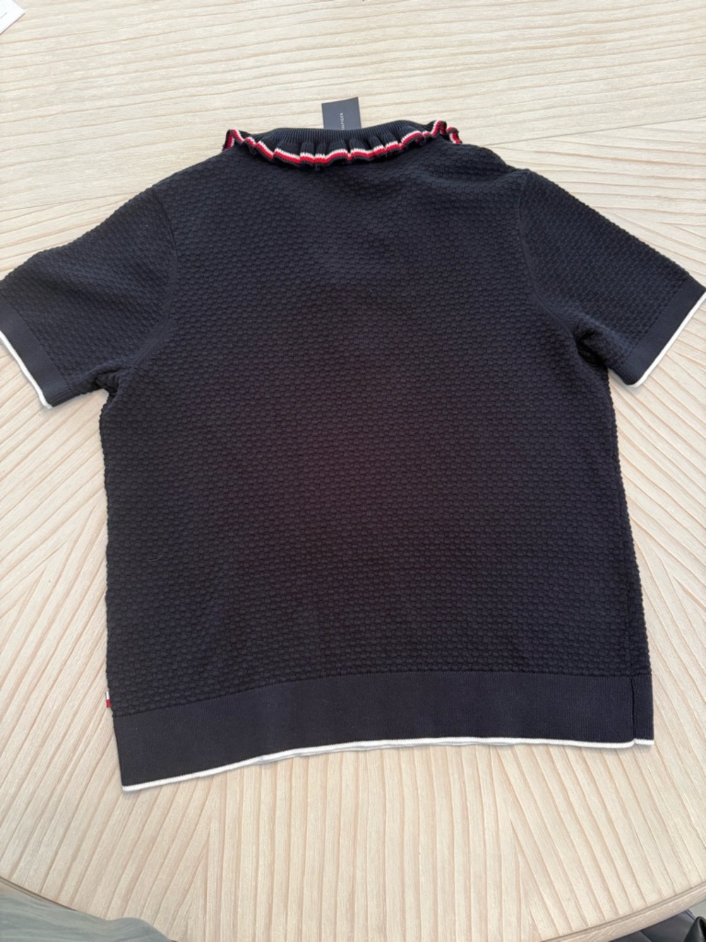 Tommy Hilfiger Navy Knit Top with Red & White Logo Detail - Picture 2 of 9